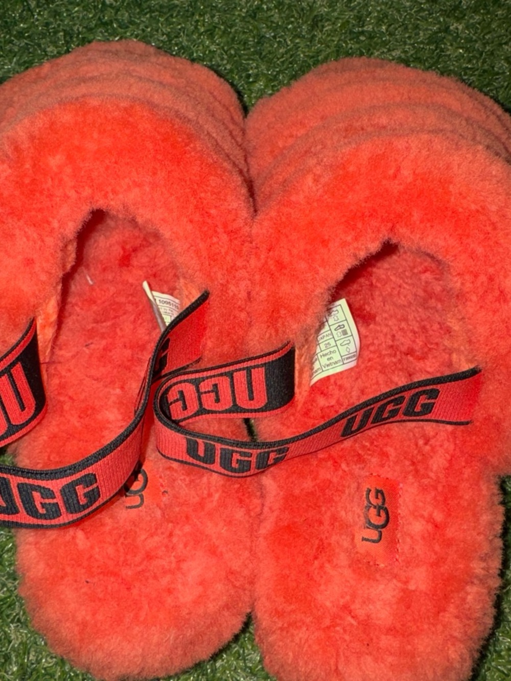 UGG Plush Fluffy Slide Sandals in Orange - Picture 3 of 4